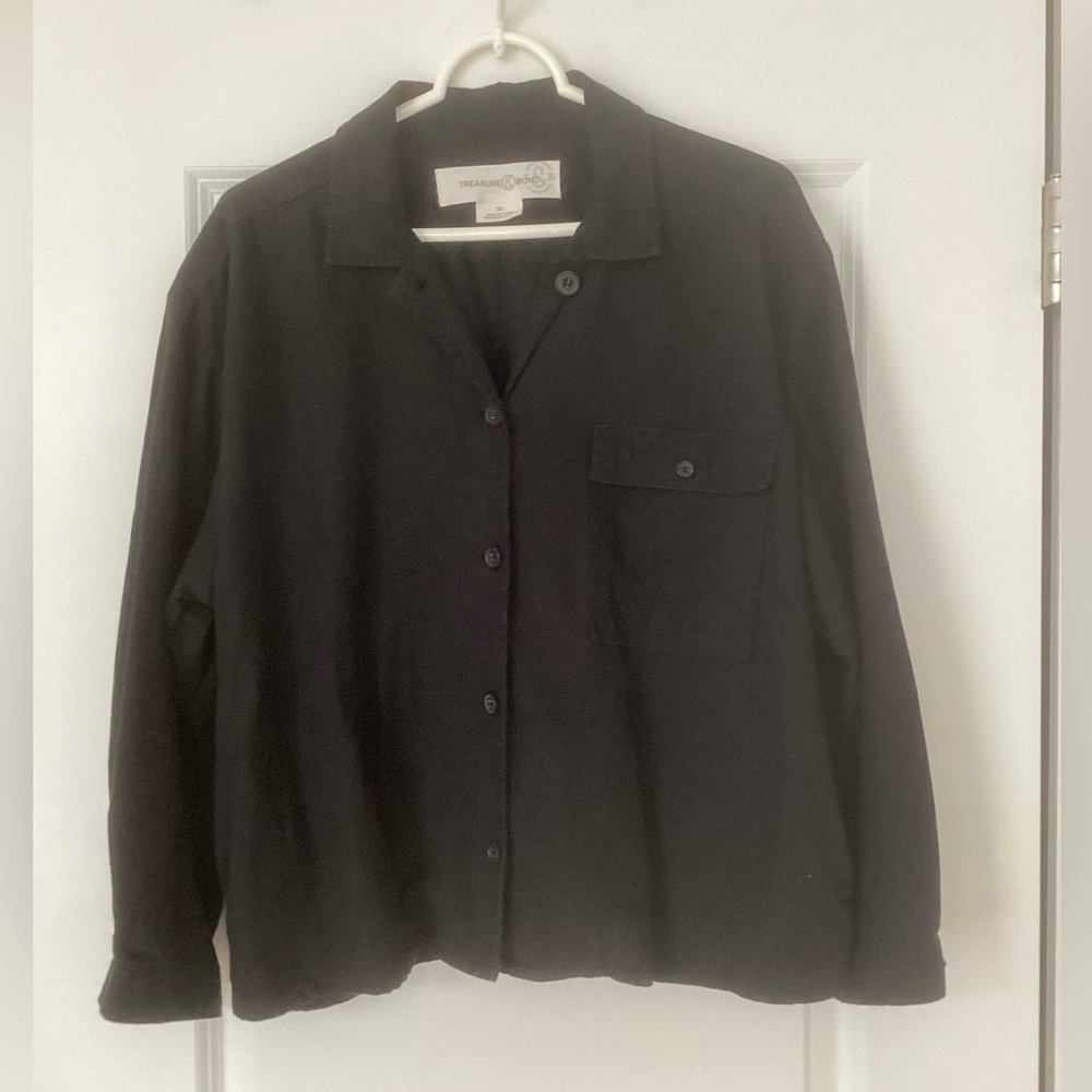 Treasure & Bond Black Button-Up Shirt jacket